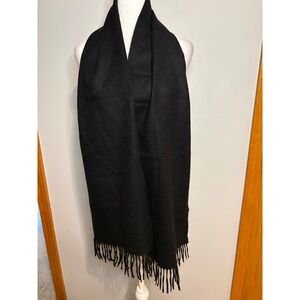 The Men's Store Bloomingdale's Cashmere Scarf Black Solid Fringe New